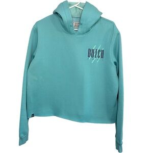 Dutch Bros 2X Blue/Teal Cropped Hoodie RARE Soft DB 1992 XXL Like NEW Cute!